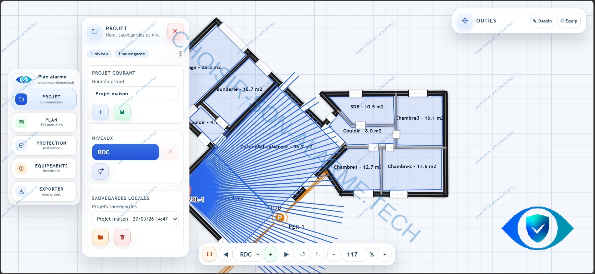 Import du plan alarme maison dans le configurateur
